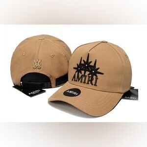 AMIRI Beige Cap with Black Star Design